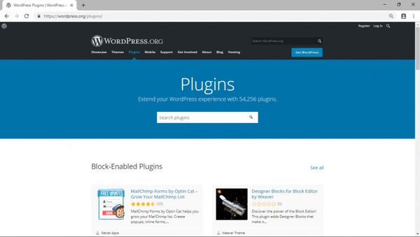 Giao diện chính của WordPress